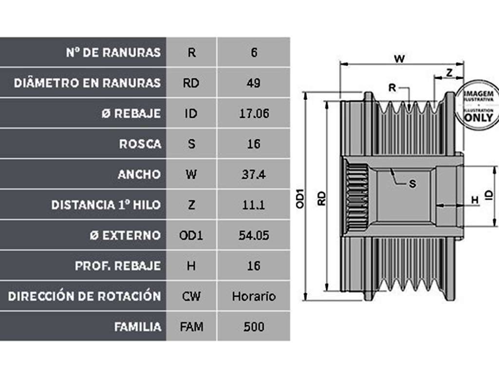 POLEA ALTERNADOR RE LAGUNA/MASTER LIBRE 6P