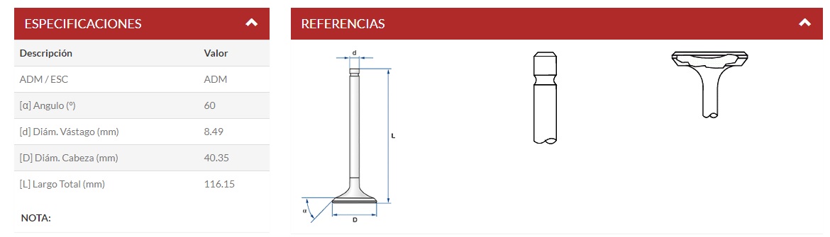 Válvula de admisión