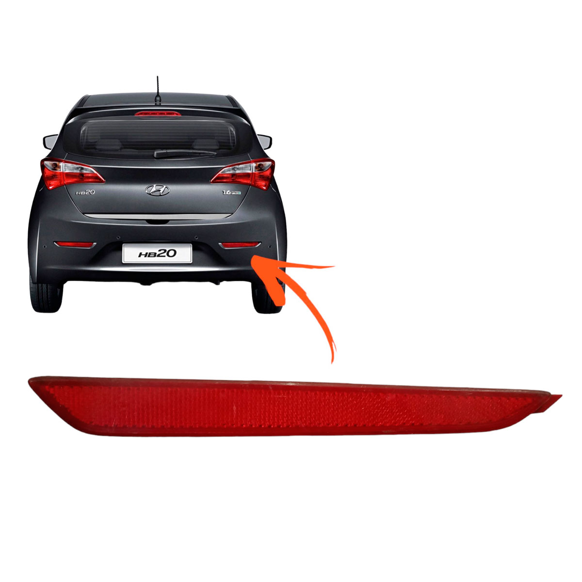 PLASTICO ACRILICO MICA FAROL HYUNDAI REFLECTIVO TRAS DER HB20 HATCH 12/ 92406-1S000