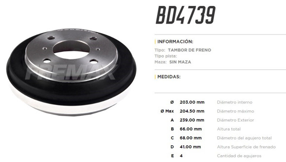 CAMPANA DE FRENO NISSAN TIIDA 1.8