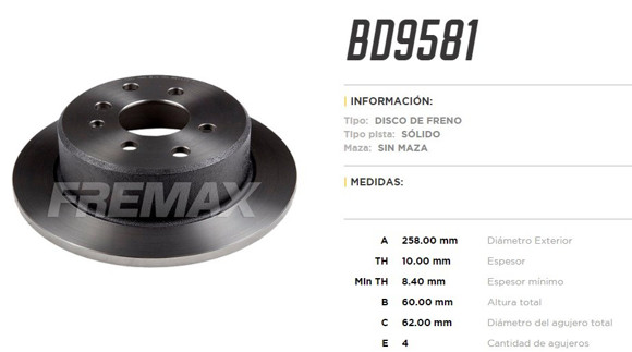 DISCO DE FRENO TRASERO BMW (MODELOS EN DESCRIPCION)