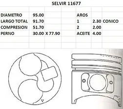 PISTONES 95mm MITSUBISHI 4M40 2.8D STD (S/T)