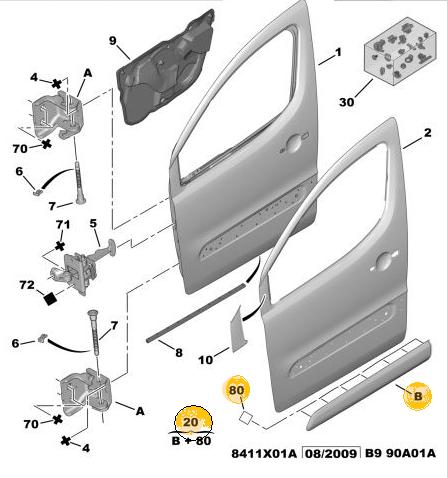 MOLDURA PUERTA DELANTERA IZQUIERDA PEUGEOT PARTNER - CITROEN BERLINGO B9 [ORIGINAL PSA]
