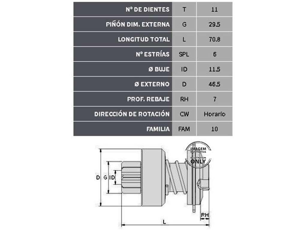 Impulsor de arranque (Bendix) para motor de arranque Marelli
