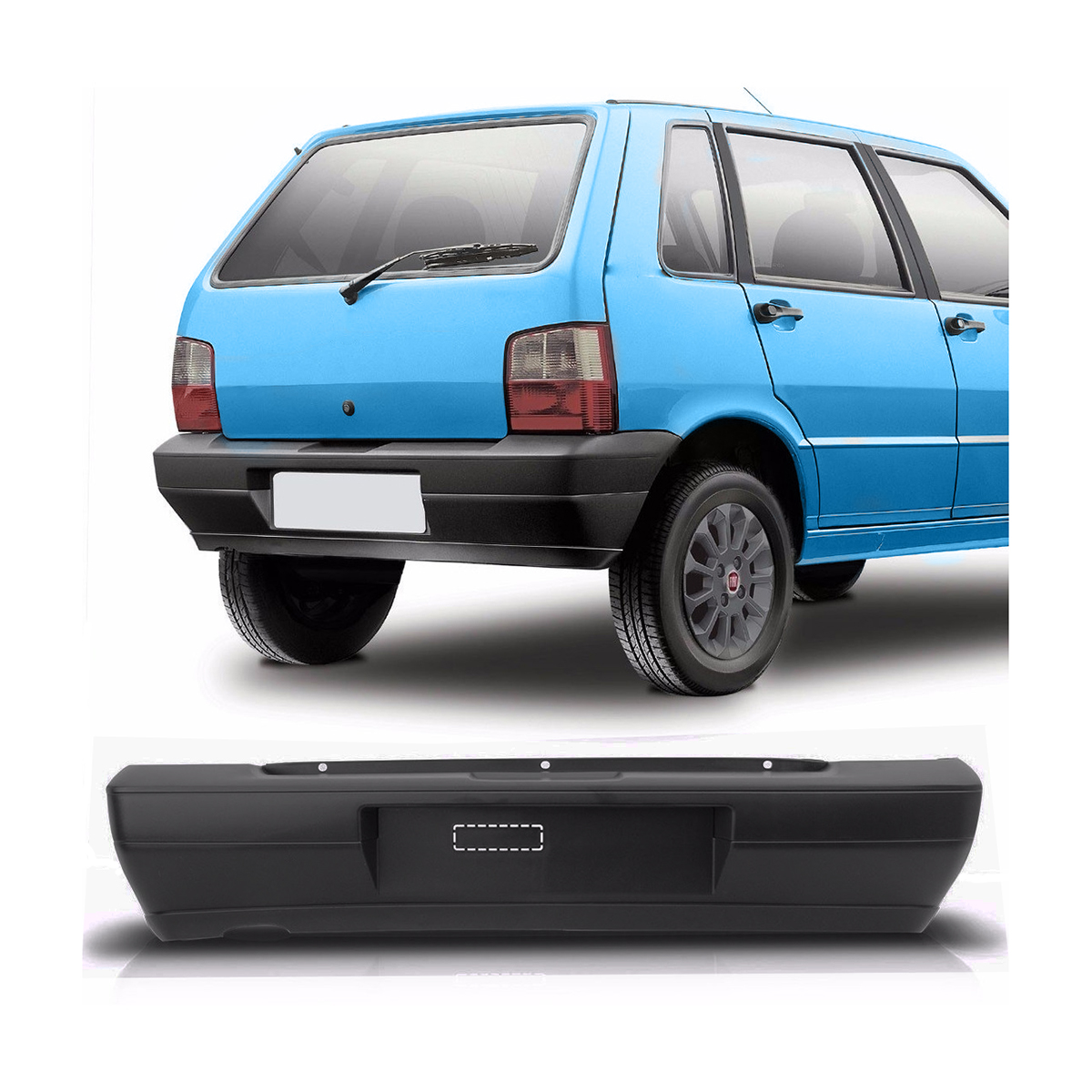 Paragolpe Trasero Negro Fiat Uno 2006 2013