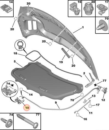 CERRADURA CAPOT PEUGEOT 207 COMPACT ORIGINAL [ORIGINAL PSA]