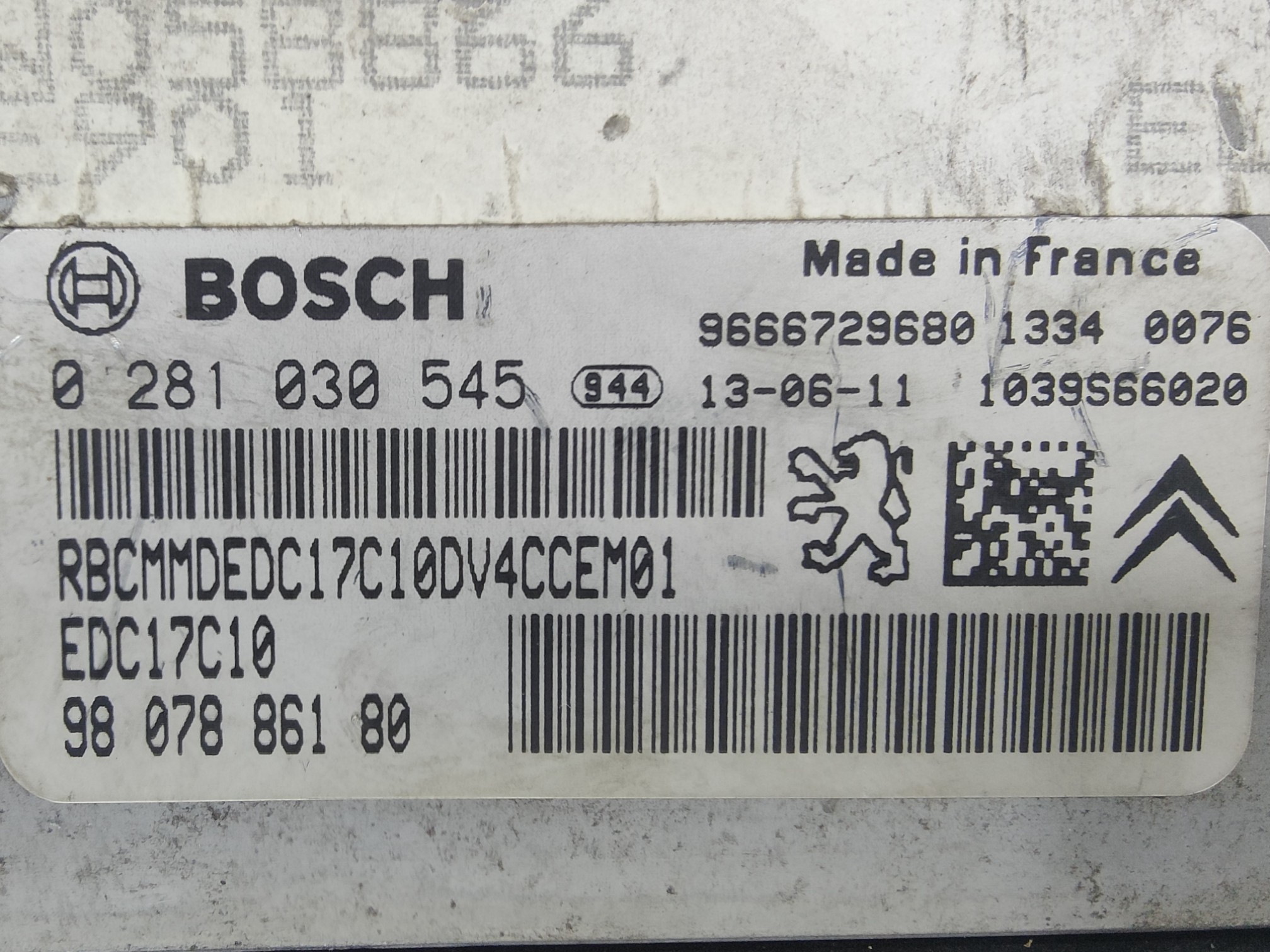 ECU de motor Peugeot Citroen 1.4 HDI 2013, Ref: 10942-K3B8