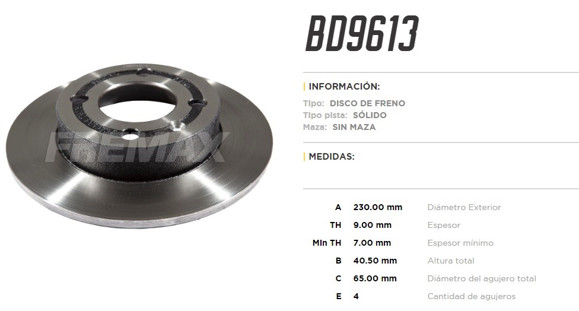 DISCO DE FRENO TRASERTO VW SAVEIRO 2014-