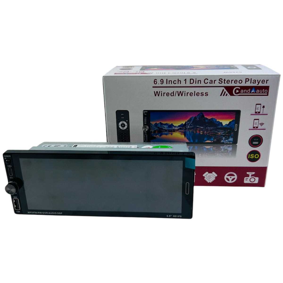 Radio de audio para automóvil 1 DIN con pantalla táctil HD de 6.9 pulgadas