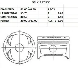 Juego de pistones de motor para Toyota Corolla 1.6, sobremedida +0.50mm