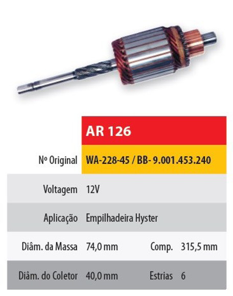 INDUCIDO 12V WAPSA LARGA ELEVADOR HYSTER (315,5X74X6X40)