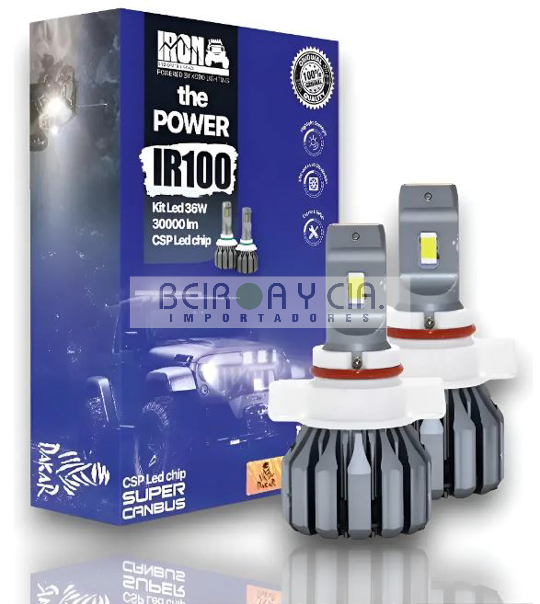 KIT IR100 LED CSP H16 PSX24W 5202 RECTA 36W CANBUS