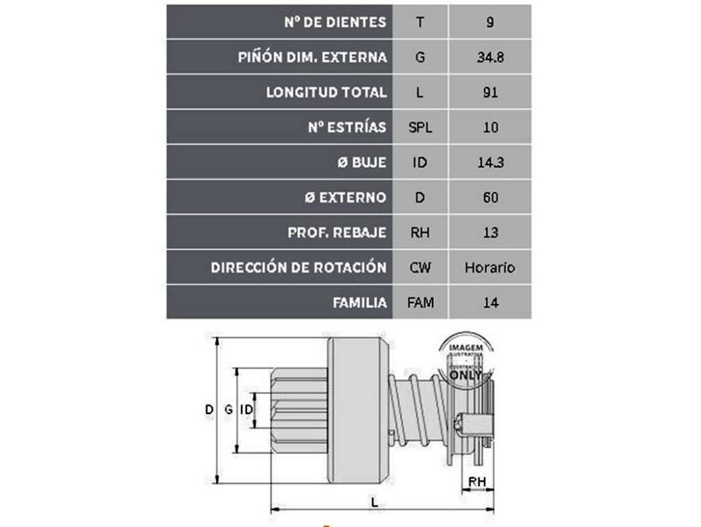 Bendix de arranque para camión New Holland 150