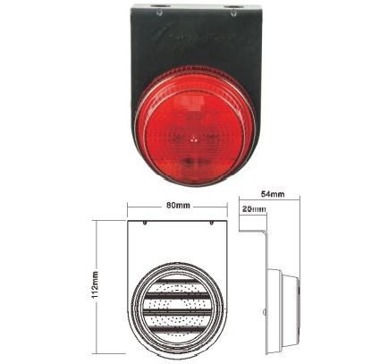 FAROL LATERAL UNIVERSAL LED CON SOPORTE ROJO