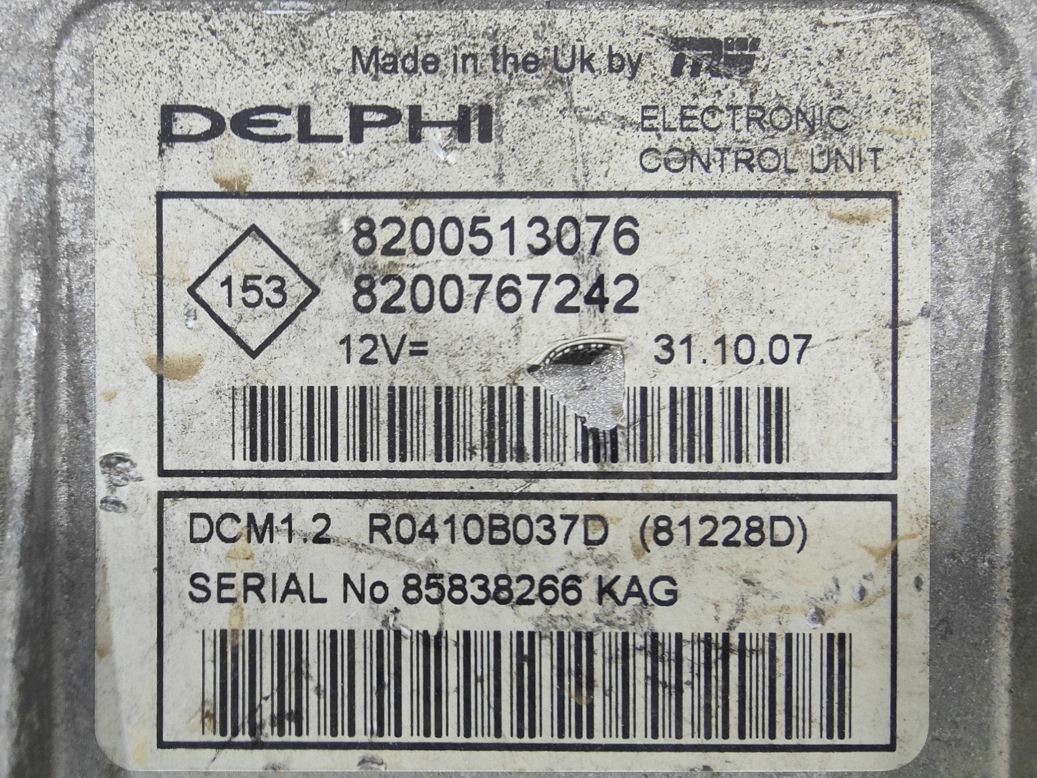ECU de motor Renault Captur / Clio 1.5 DCI , Ref: 8346-K3B5