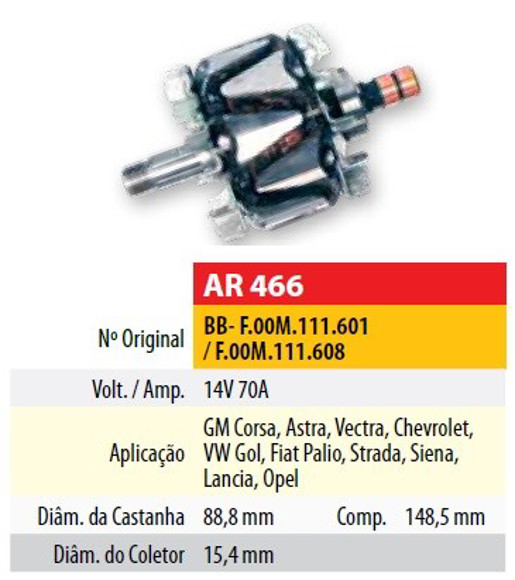 ROTOR 12V 70AMP CHEVROLET CORSA/VECTRA (88,8X15,4X148,5)