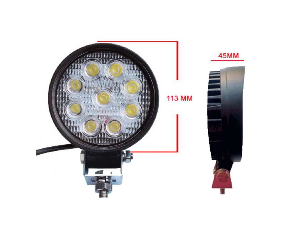 Faro auxiliar LED redondo 9 LEDs 113mm 10-60V