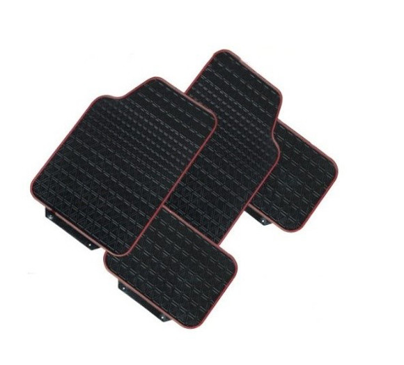 JUEGO DE ALFOMBRAS DE GOMA COLOR NEGRO CON BORDE ROJO