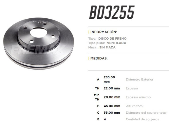 DISCO FRENO DEL VENT MAZDA 323 1.5/1.6 16V 94. . . 235MM