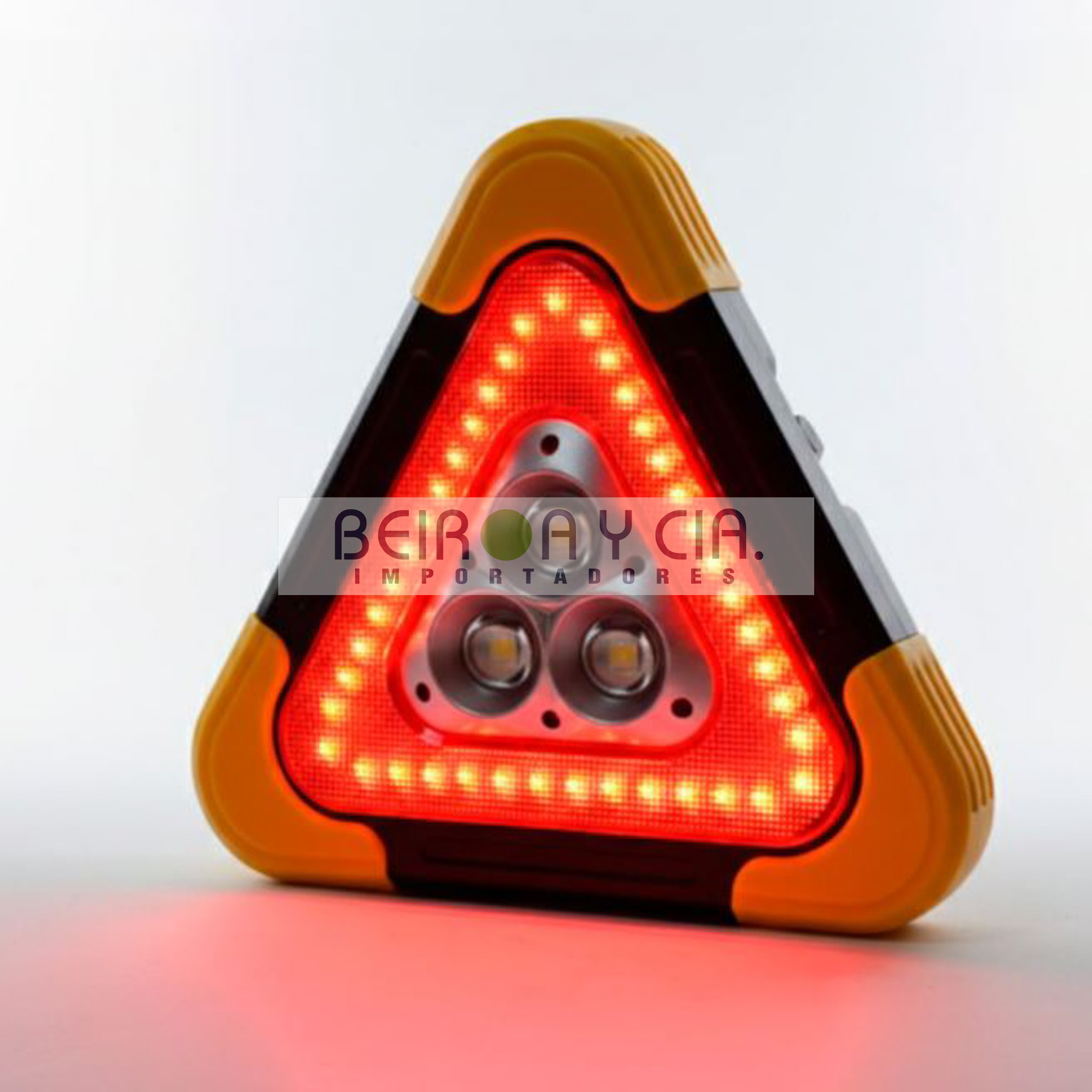 BALIZA TRIANG. LED C/LAMP DESTELL RECARG USB/SOLAR