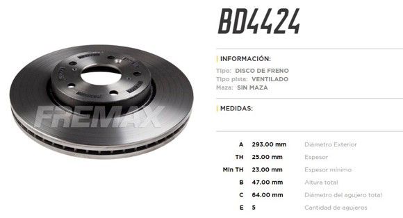 DISCO DE FRENO HONDA HR-V/HRV 1.8 2015-