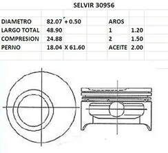 PISTONES 82.07mm FORD ROCAM 1.6 0.50