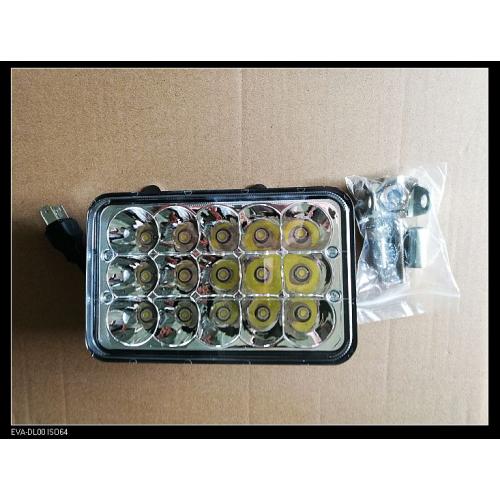 FARO CAMINERO RECTANGULAR 15 LED 15X3W LED 10-30V SPOT HIGH LOW WHIT SUPPORT 5 pulg