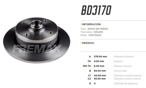 DISCO DE FRENO DEL VW SEDAN/BRASILIA/FUSCA/ESCARABAJO