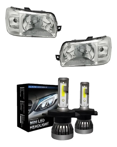 Kit Semiopticas Fiat Uno Fiorino 2004 Con Led H4 Corta Larga
