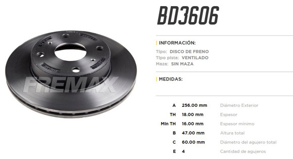 DISCO DE FRENO CHEVROLET N300 2012-