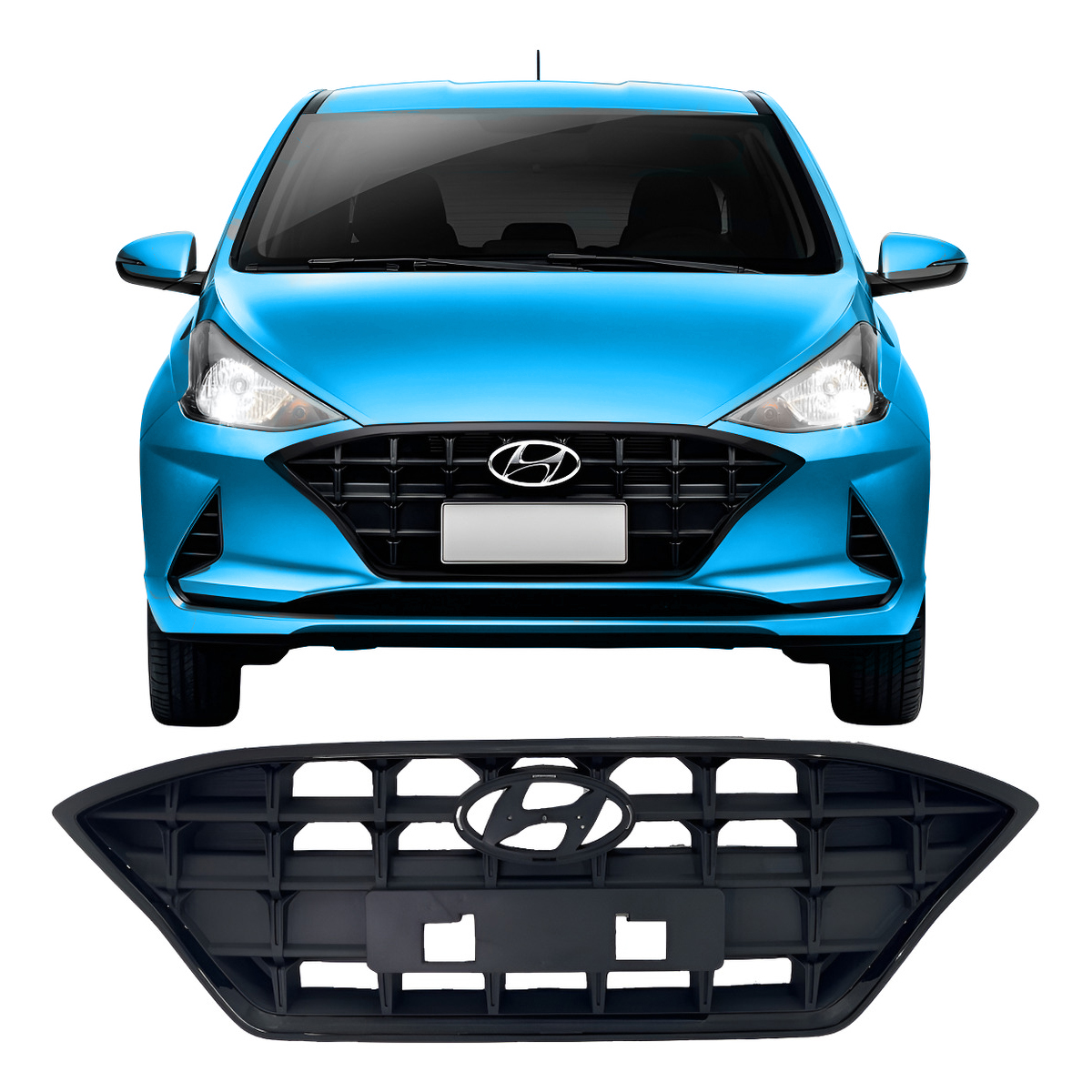 Careta Rejilla de Paragolpe Negra Marco Negro Hyundai HB20 2020  2022