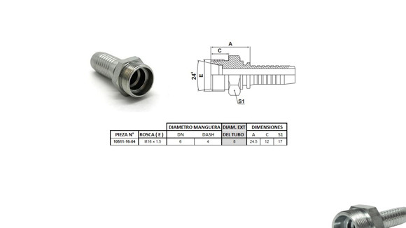 MACHO RECTO M16 X 1,5-08 04 1/4'' (MULTI ASIENTO)