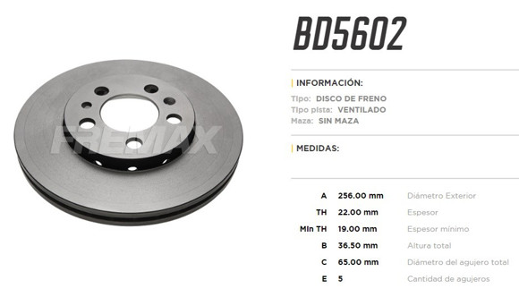 DISCO DE FRENO VW FOX/CROSSFOX 256MM