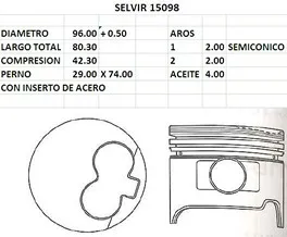 PISTONES 96mm TOYOTA HILUX 2.8 D (3 L) 0.50 EURO