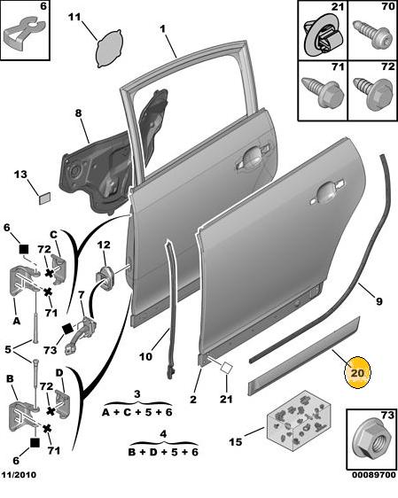 Moldura de puerta trasera izquierda