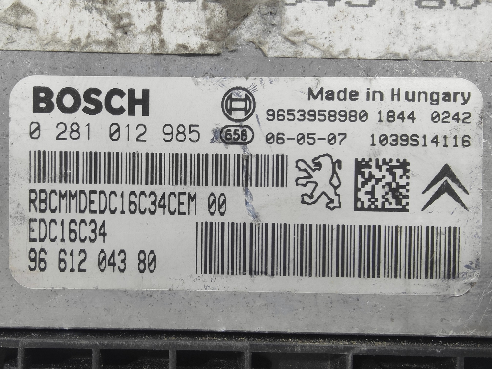 ECU de motor Citroen C4 1.6 HDI 2006, Ref: 10991-K3B12