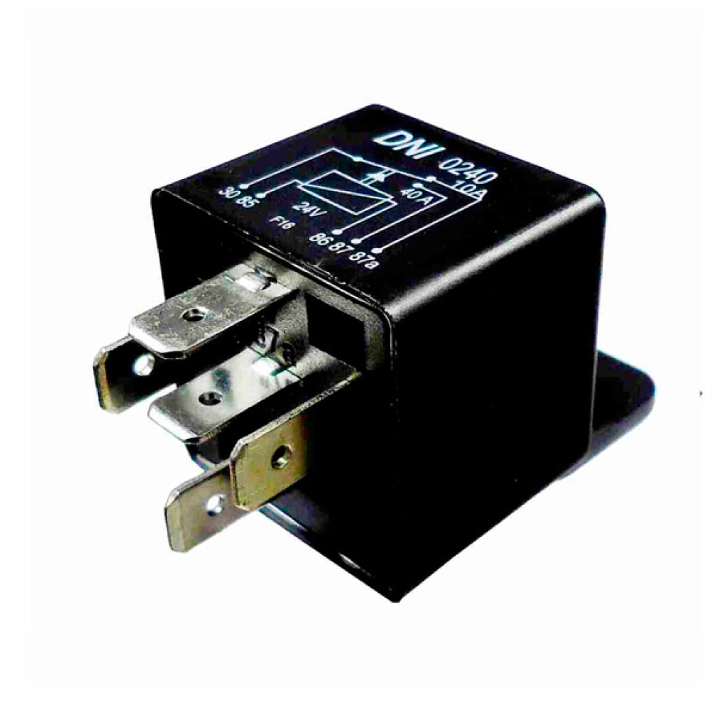 Relé inversor de 24V con 5 terminales y soporte