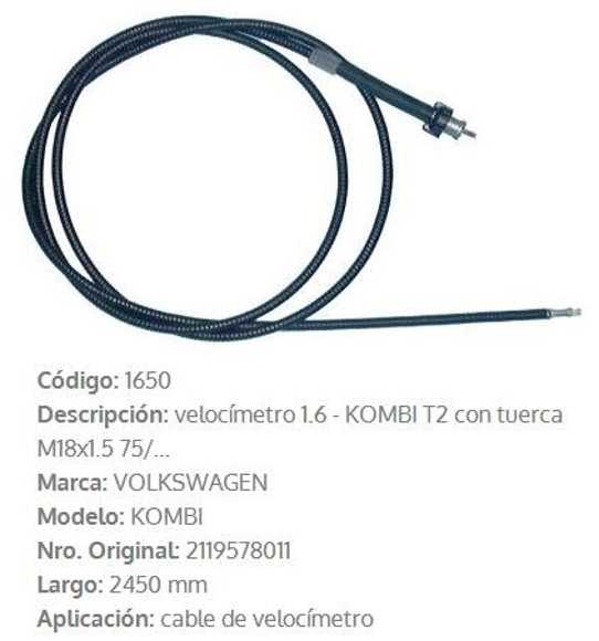 CABLE CUENTA KILOMETRO VW KOMBI 2450MM