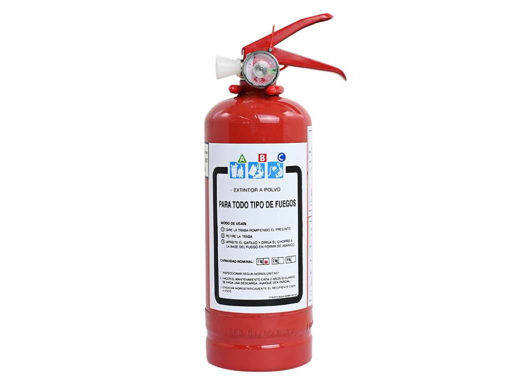 Extintor de polvo químico seco ABC 1kg con soporte