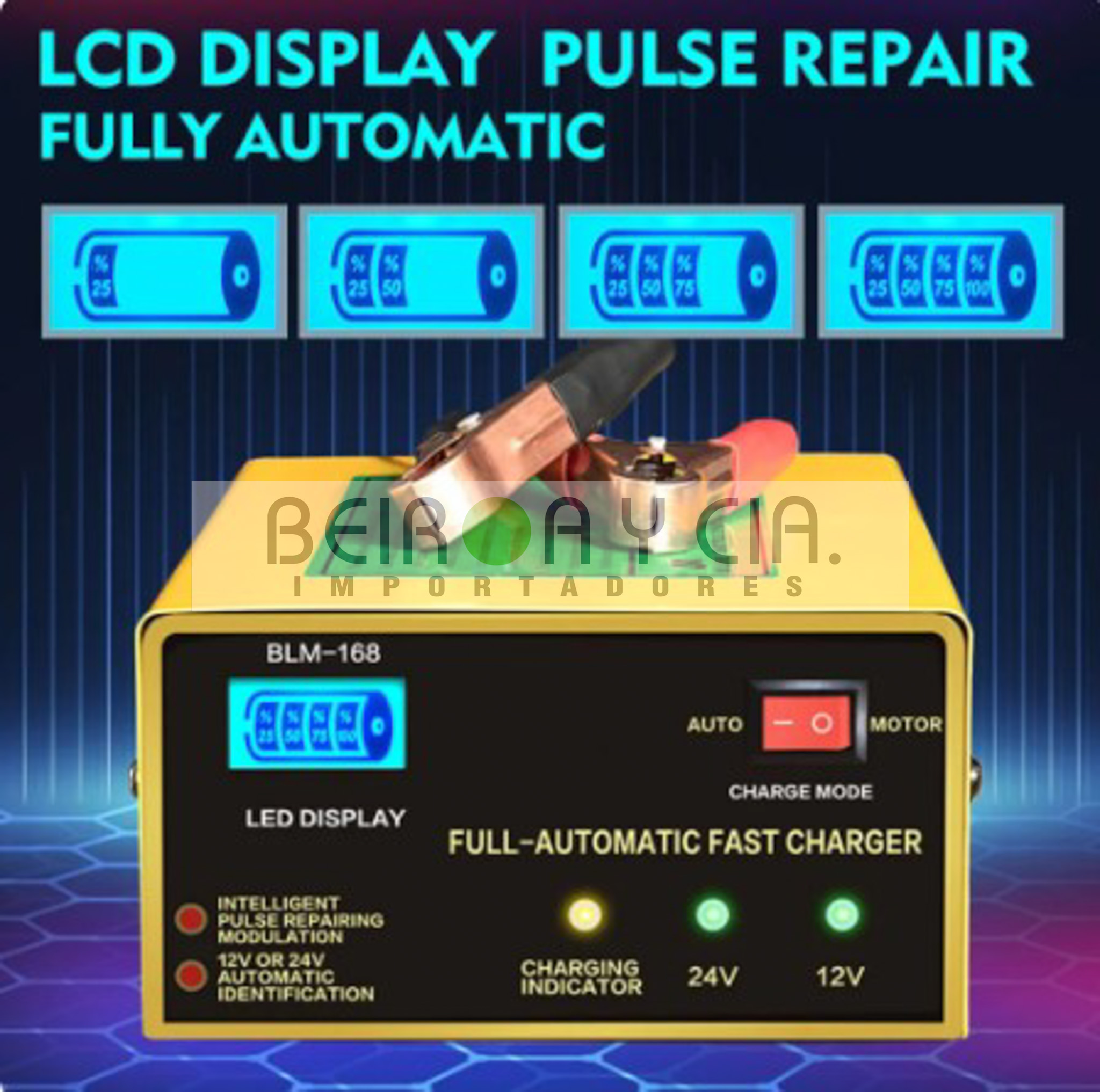 CARGADOR XE 12/24V 15AMP. AUTOMATICO