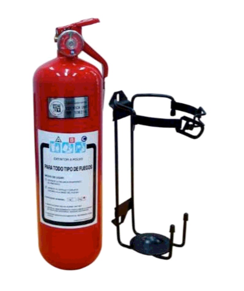 EXTINGUIDOR POLVO GAS 1 KG C/SOPORTE LARGO