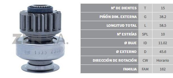 BENDIX DE ARRANQUE CHEVROLET S10 2018 EN ADELANTE (ZEN)