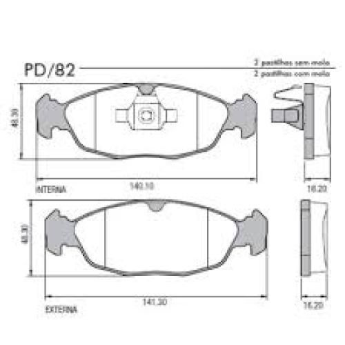 JGO. PASTILLAS FRENO CHEVROLET AGILE 1.4 2010... 140X48X16-141X48X16MM
