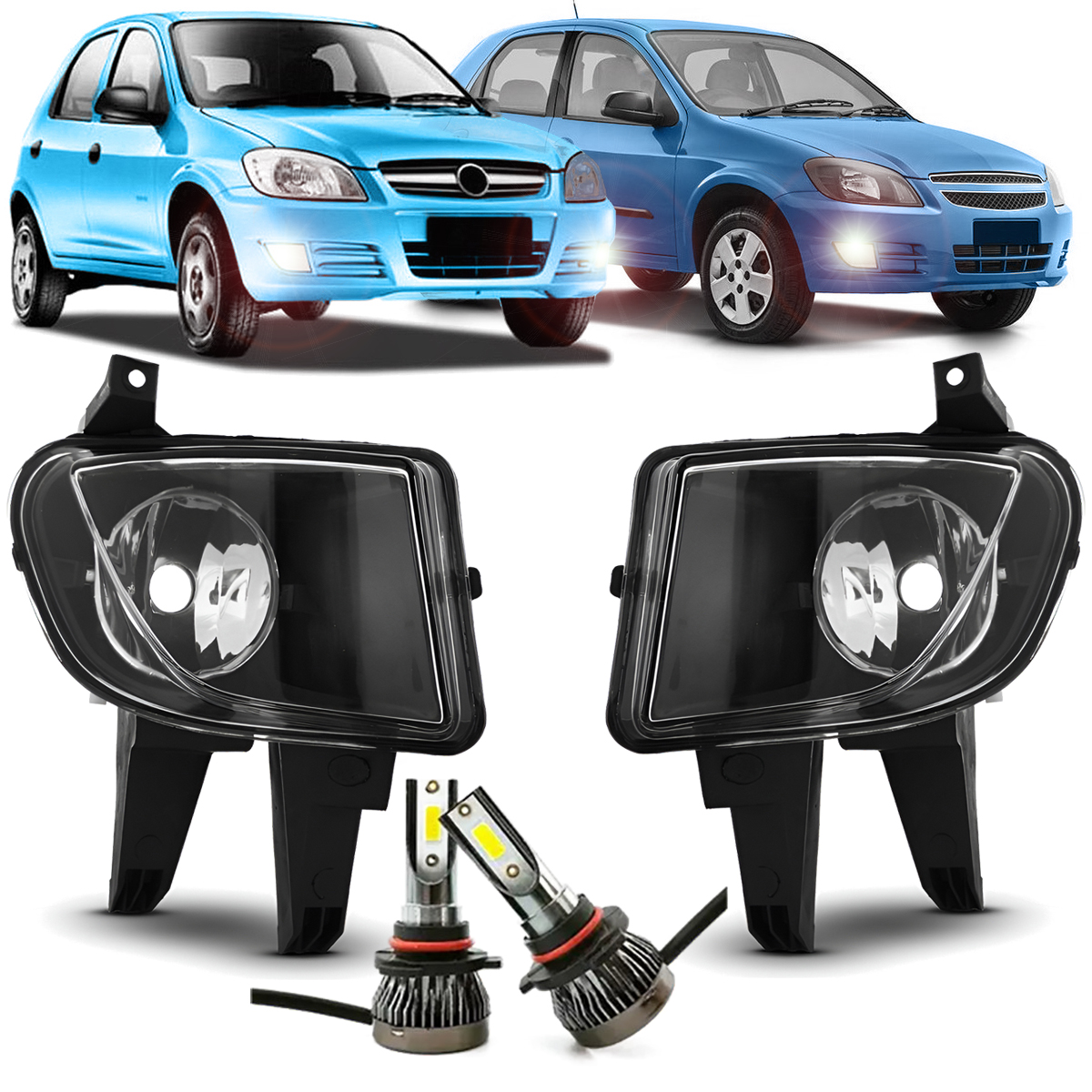 Kit 2 Faros Auxiliar Camineros + 2 Led Chevrolet Celta 2007 2016