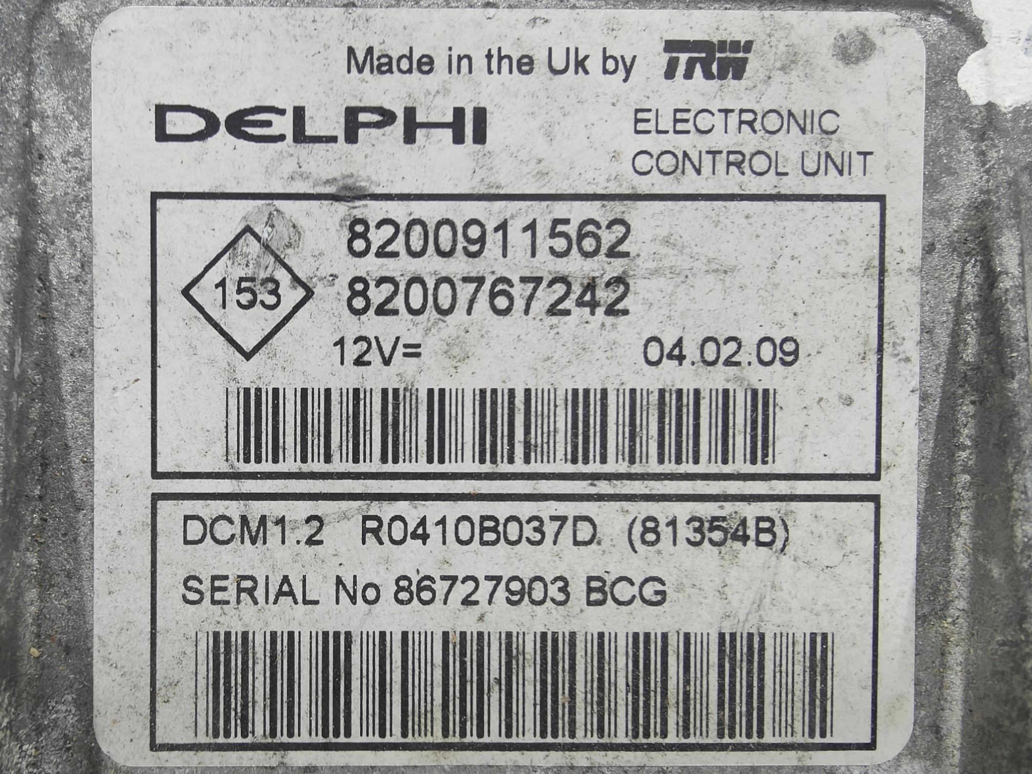 ECU de motor Renault CLIO II 1.5 DCI 65HP 2004, Ref: 8297-K2B11