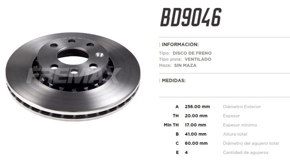 DISCO DE FRENO CHEVROLET CORSA 1.6 1993-