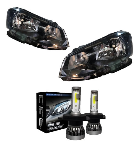 Kit Semiopticas Volkswagen Gol G6 Simple Led H4 Corta Larga