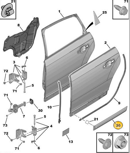 MOLDURA PUERTA TRASERA DERECHA CITROEN C4 4 PUERTAS [ORIGINAL PSA]