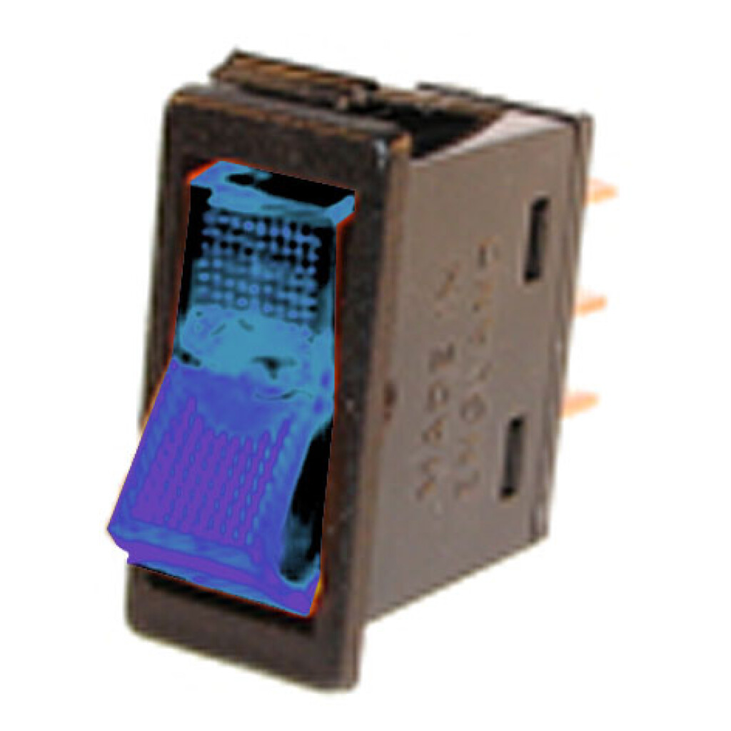 Llave de botón de tablero con luz azul y 3 terminales