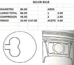 Conjunto de pistones de motor para Nissan LD28, 84.50mm, medida estándar